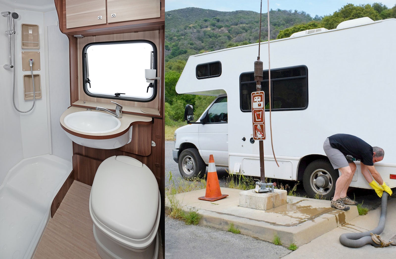Portable RV/camper toilet and holding tank setup in Yonkers, New York State