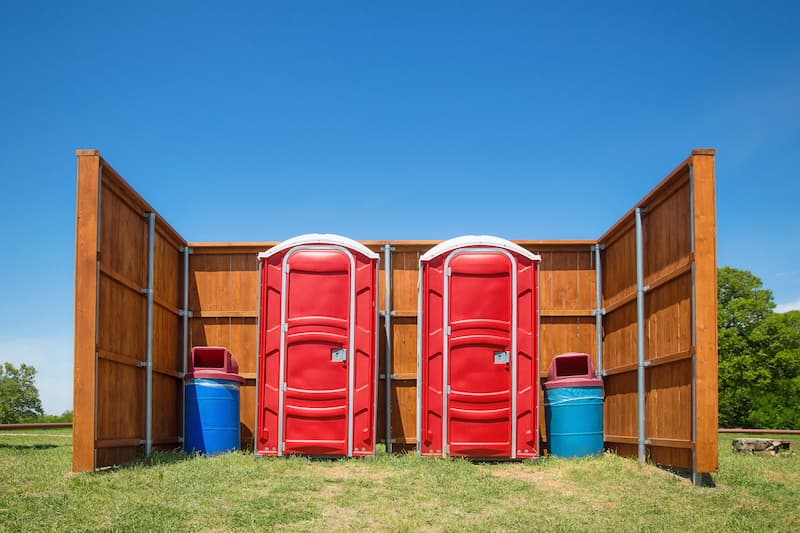 Short-term porta potty units staged for delivery in Yonkers, New York State